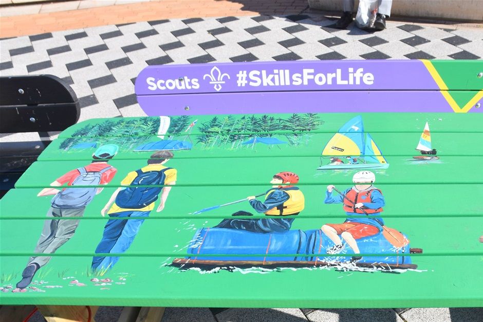 Decorative benches in Hagley St