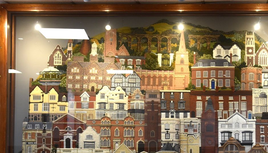 A View of Stourbridge , now in the Town Hall entrance, designed by Jennie Howe and made by Stourbridge Embroiderer's Guild