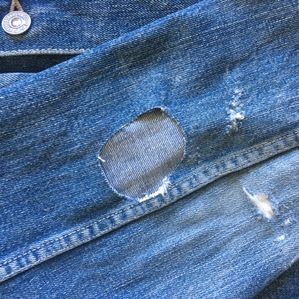 Mended Levis 507xx jacket, before.