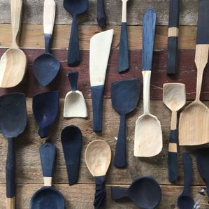 Spoons from RailnTimber, then dyed. Birch, maple, cherry, ash.