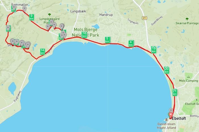 Cykelruten til Øvre Strandkær. Registreret af Svend Erik.