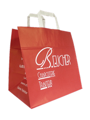 un sac en kraft à poignées plates personnalisé avec 1 couleur à Bordeaux Paris Avignon Vichy Tulles Besançon Pontarlier