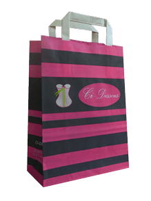 un sac en kraft à poignées plates personnalisé avec 3 couleurs à Bordeaux Paris Avignon Vichy Tulles Besançon Pontarlier