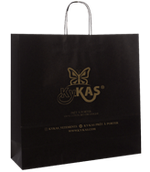 un sac kraft noir à poignées torsadées avec une sérigraphie 1couleur or Saintes Royan La Rochelle Niort Bordeaux