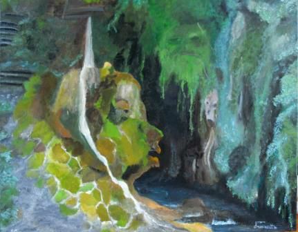 Concours copistes La Tour-de-Peilz 
la grotte des géants de Saillon- copie d'après photo  acrylique sur toile
40x50 2010 