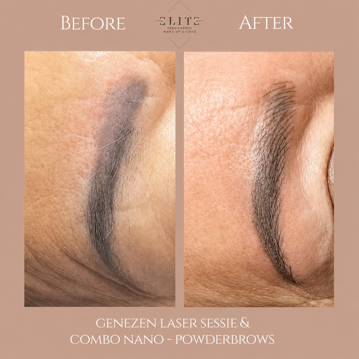 Voor & na Nano Hairstrokes en powderbrows