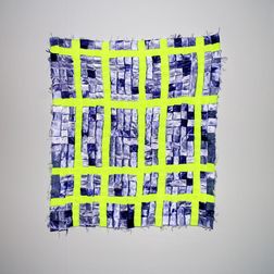 hand dyed purple heavy viscose, neon yellow fleece, 2024