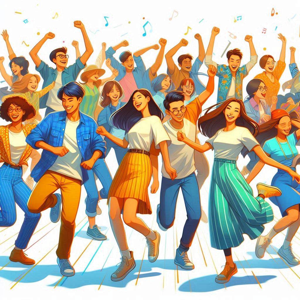 Ilustración de Baile Juvenil: Energía y Creatividad en Movimiento