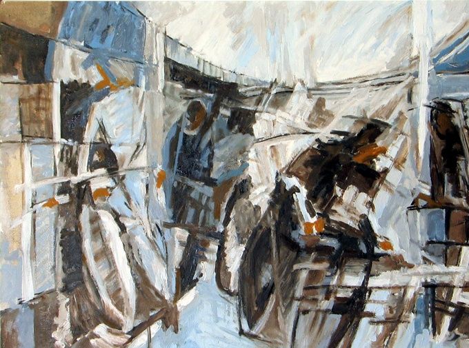 oil on plywood panel, 60cm/90cm. Work in private collection, Germany.