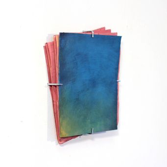 Gouache on paper 20x20 cm blue on pink