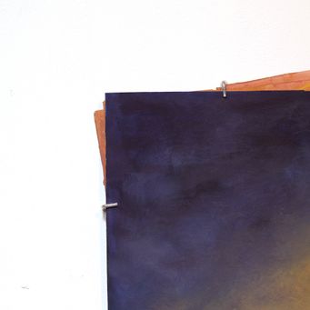 Gouache on paper purple blue and umber