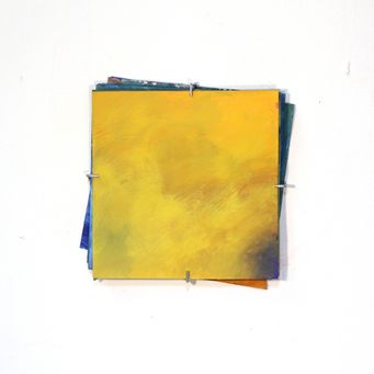 Gouache on paper yellow clouds