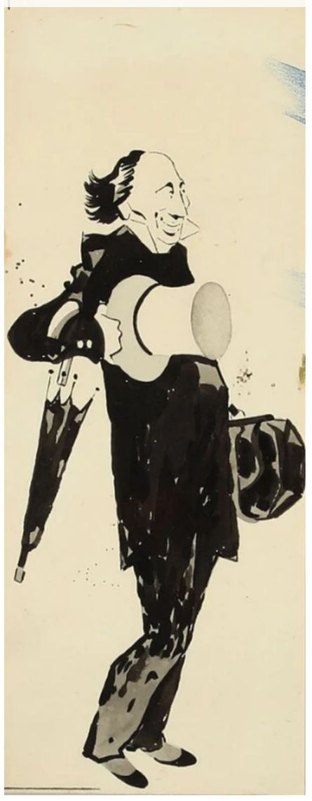 Lady liberty and Hans Christian Andersen, 1955 Indian ink and watercolour on paper Works on Paper  size 29×23 cm