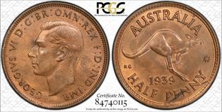 1939 Penny Variety, Kangaroo Reverse MS64R Pop higher 1