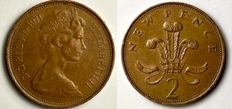 Rare Error. 1971 English "NEW" INSTEAD OF TWO Pence.