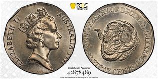 50 cent On a 20 cent planchet No other registered MS65 