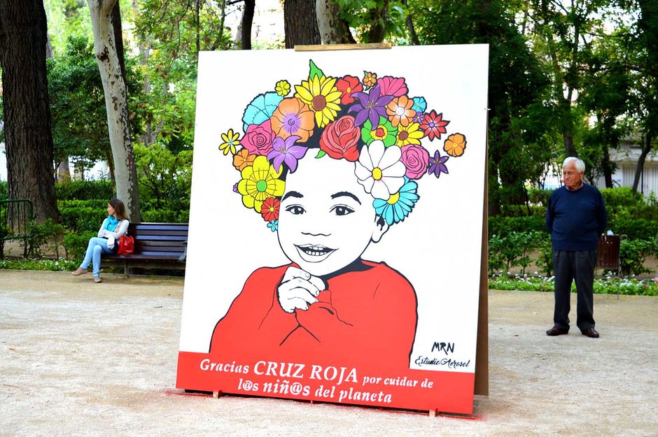 La niña de las flores. IV Exhibición Nacional Graffiti Cruz Roja.