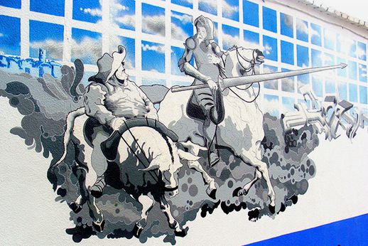 Detalle del Mural artístistico "Don Quijote y Sancho".