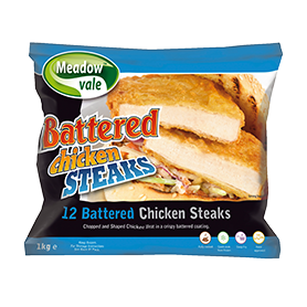 MEADOWVALE BATTERED CHICKEN STEAKS (1KG)