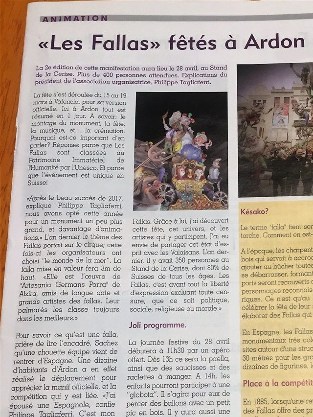 Avant la fête, joli article dans les Nouvelles du Haut de Cry. Merci M. Lochmatter