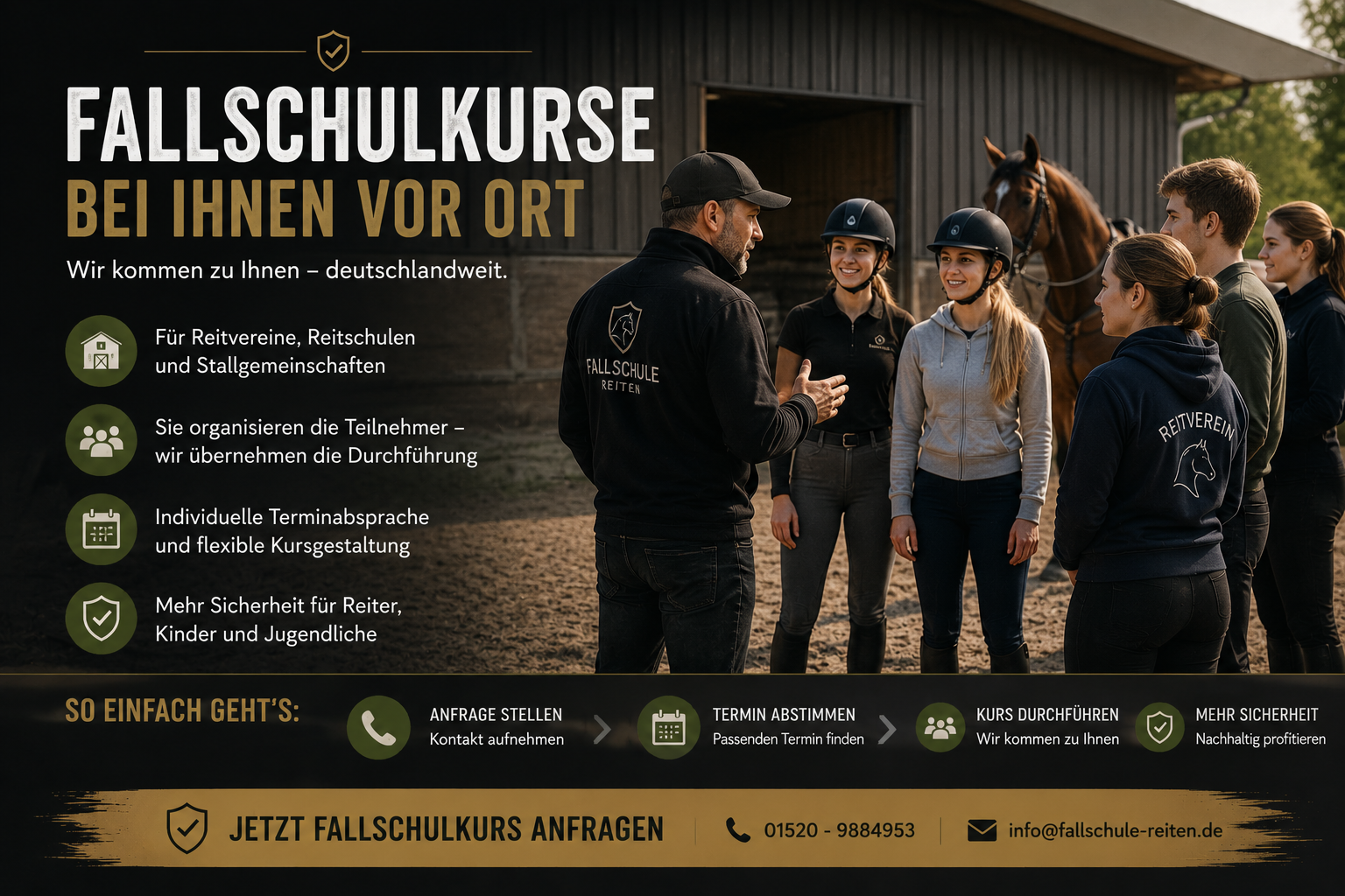Fallschulkurse für Reitvereine und Reitschulen vor Ort