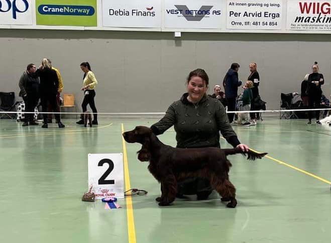 Kjersti med Henny 8 mnd. Bildet er fra SBHK sitt valpeshow på Orre 22.oktober  hvor Henny slo til og ble 2.BIG. 