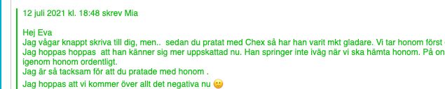 Detta lever jag för - att kunna hjälpa. Ett samtal gör så mycket, även för djuren! Att de kan få säga hur de känner och vad som påverkar. Några små förändringar kan göra enormt mycket. Tänk dig själv att gå igenom ett helt liv med envägskommunikation - bara bli tilltalad - inte få säga och framföra sin egna mening och önskan någon gång! Jag är så lycklig att få hjälpa till med tvåvägskommunikation och när jag får respons blir jag varm i hjärtat, tusen tack 🙏💕🙏💕🙏