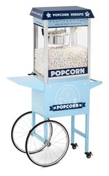 Popcornmaskine i blå med med vogn