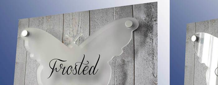 Du kan velge Frosted eller Blankt skilt av alle typer.
(OBS! Husk å si i fra om du ønsker FROSTED eller BLANK.