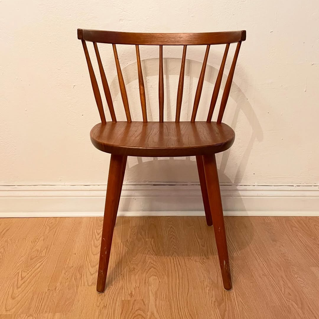 "Bobino" solid teak spindle chair, design Yngve Ekström