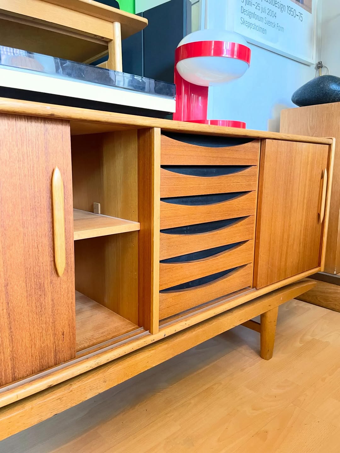 Teak and oak sideboard
