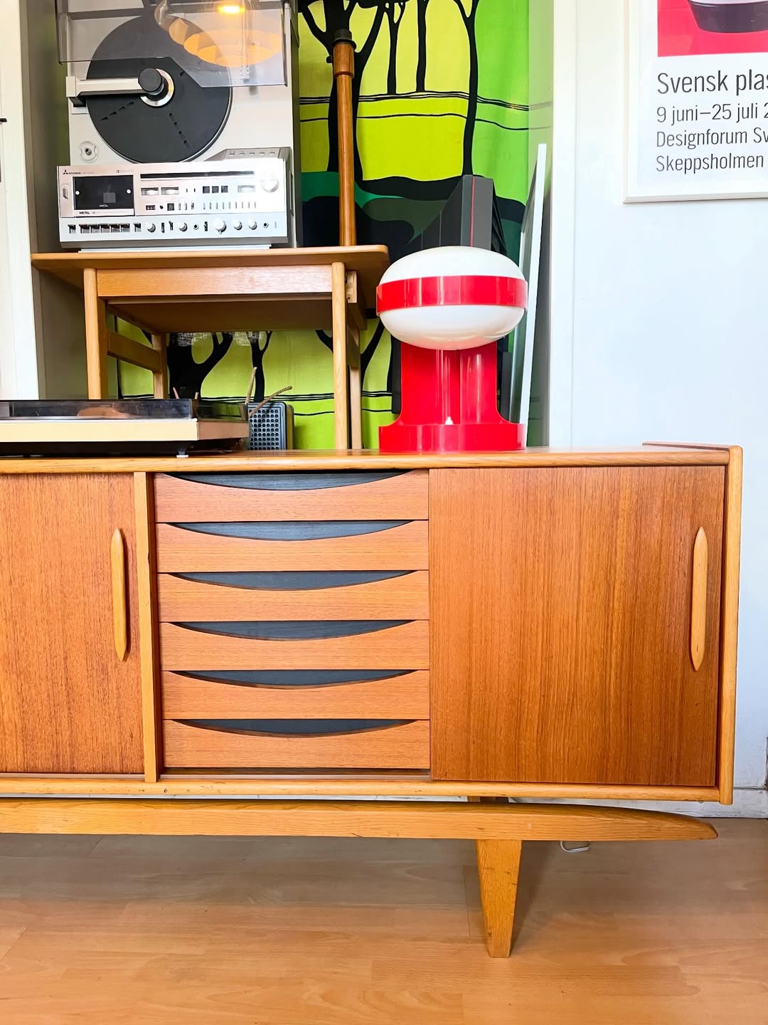 Teak and oak sideboard