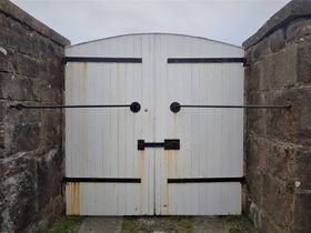 Inside the front entrance.  The door is now fitted with two latches, one being  a replacement.
