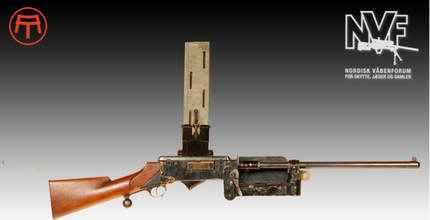 Fortunfortet. 8 mm rekylgeværer M 1893, Halvautomatisk gevær til brug i faste stillinger med gødning fra lodretstående kassemagasin ved tyngdekraftens hjælp. fremstillet på Københavns Geværfabrik. www.arma-dania.dk.