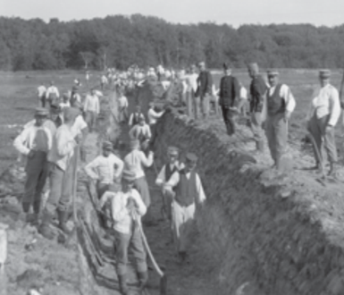 Sydamagerstillingen. Gravearbejde i Sydamager i 1916. Peter Thorning Christensens Samling.