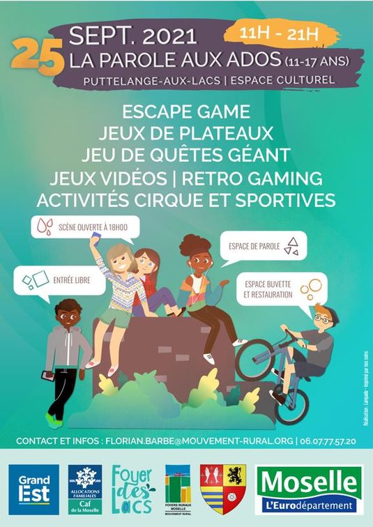 Une super journée en perspective pour les ados dans le cadre de la fête de la Jeunesse ! Contactez nous avant le 10/09 pour vous inscrire pour qu'on organise les transports.