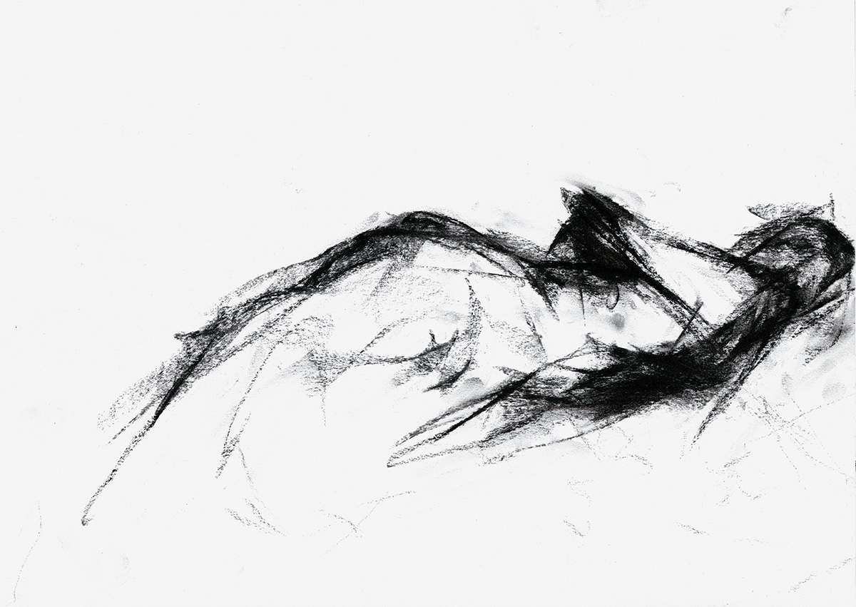Franka Just . AKT . Kohle auf Papier, 30 x 41 cm . 2019