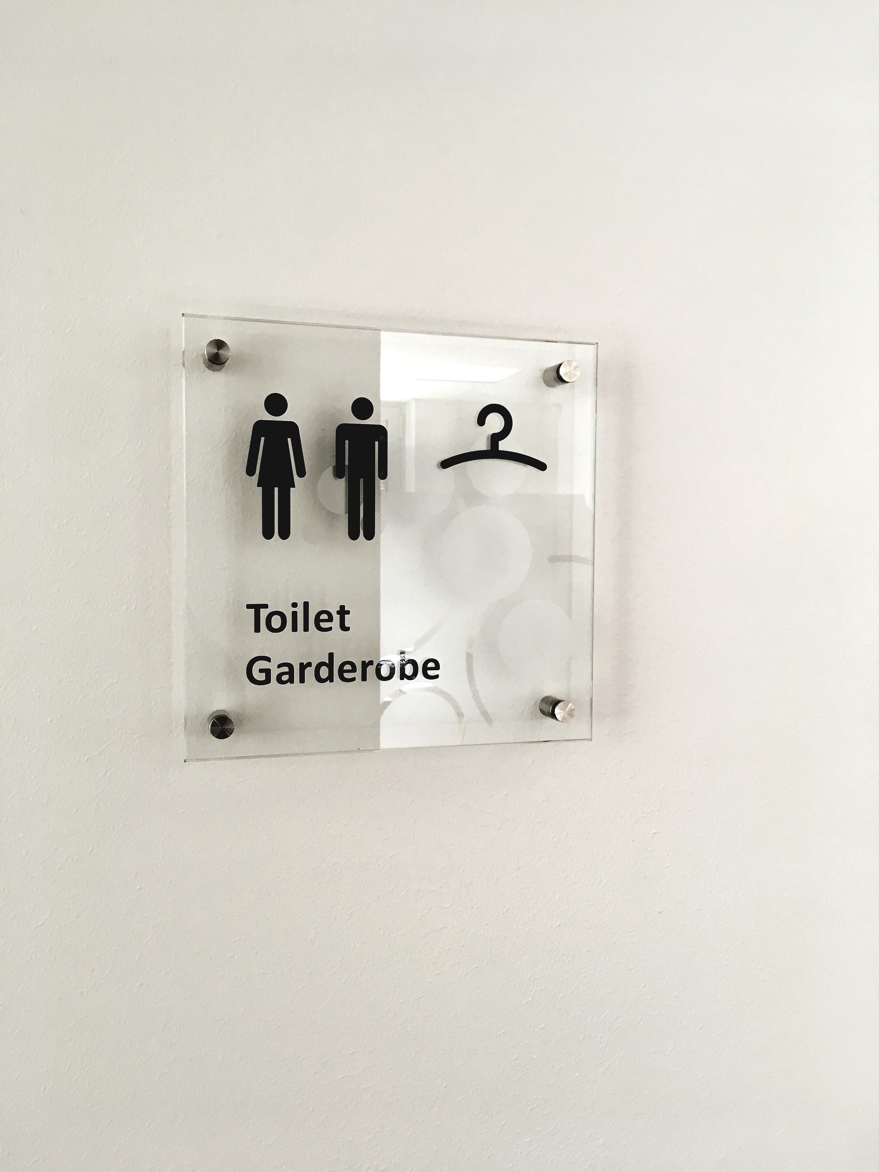 toiletskilt glas gennemsigtig