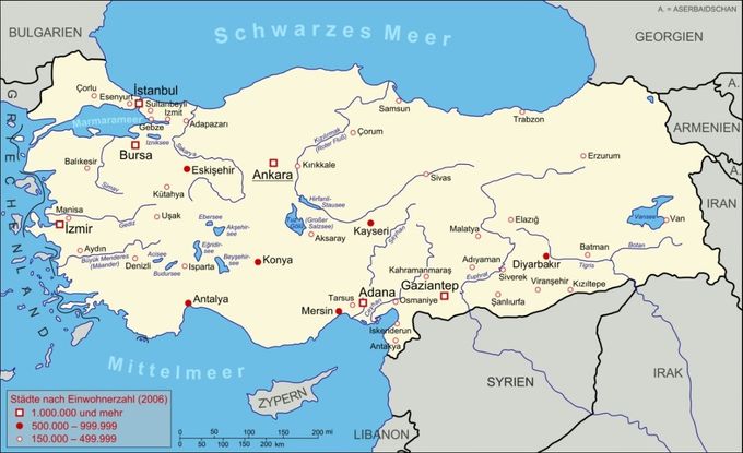 Die heutige Republik Türkei - aus: www.landkartenindex.de 