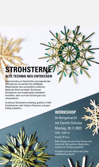 Strohsterne Workshop 28.11. 16 - 19 uhr