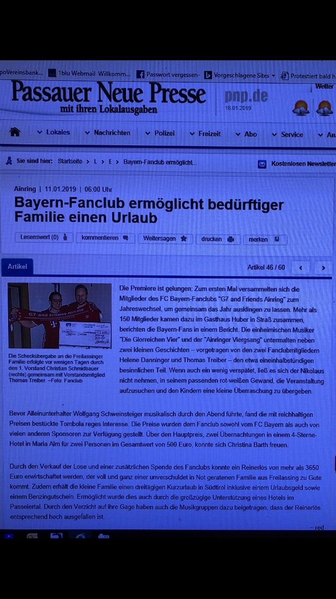 Passauer Neue Presse Onlineartikel vom 11.01.2019