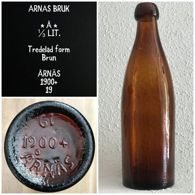 Knoppflaska  ⅓ LIT. 19 1900+ ÅRNÄS