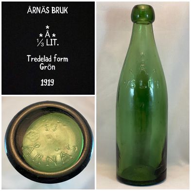 Årnäs-glasbruk-1919-Grön-knoppöl-knoppflaska-knoppölflaska-ölflaska