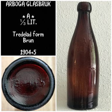 Arboga glasbruk 1904 5 knoppöl knoppflaska knoppölflaska 