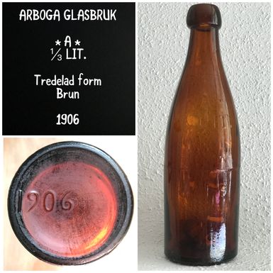 Arboga glasbruk 1906 knoppöl knoppflaska knoppölflaska