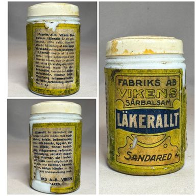 fabriks-ab-vikens-sårbalsam-läkerallt-sandared-vit-burk-etikett