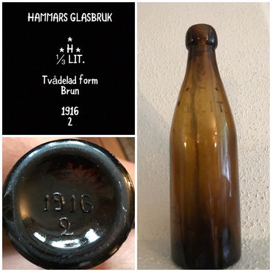 Hammar 1916 brun knoppöl knoppflaska knoppölflaska knoppölsflaska