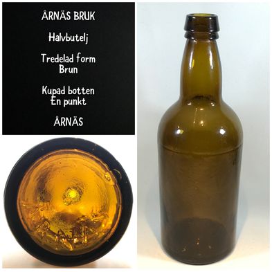 Årnäs-halvbutelj-Porterflaskakupad-en-punkt-botten-brun-omärkt-regalin