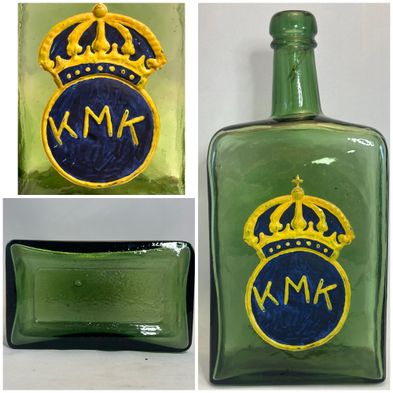 kmk-kungliga-motorbåt-klubben-flaska-grön-reklamflaska