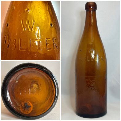Wiiala-glasbruk-tvåtredjedels-LITER-1913-Knoppöl-Knoppflaska-knoppölfl